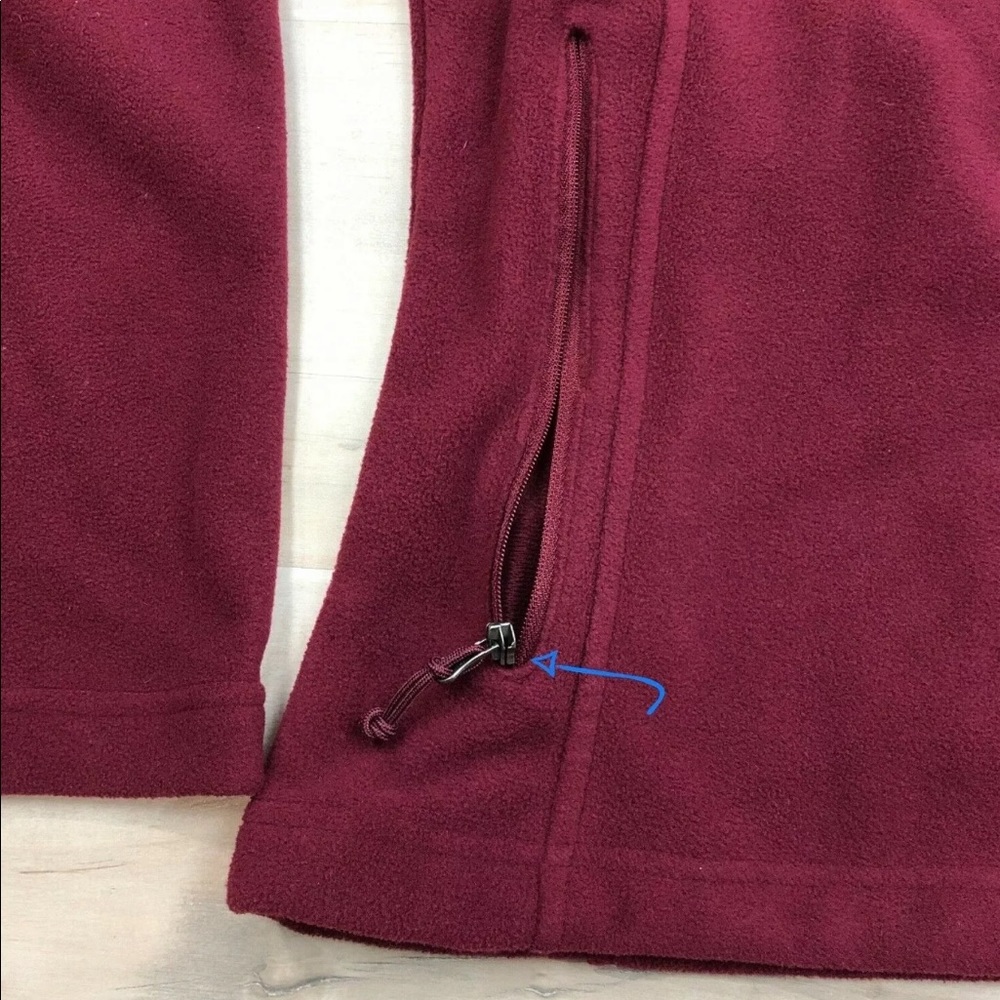 Columbia Jacket Fleece Lightweight Zip Up Burgundy - Picture 7 of 8